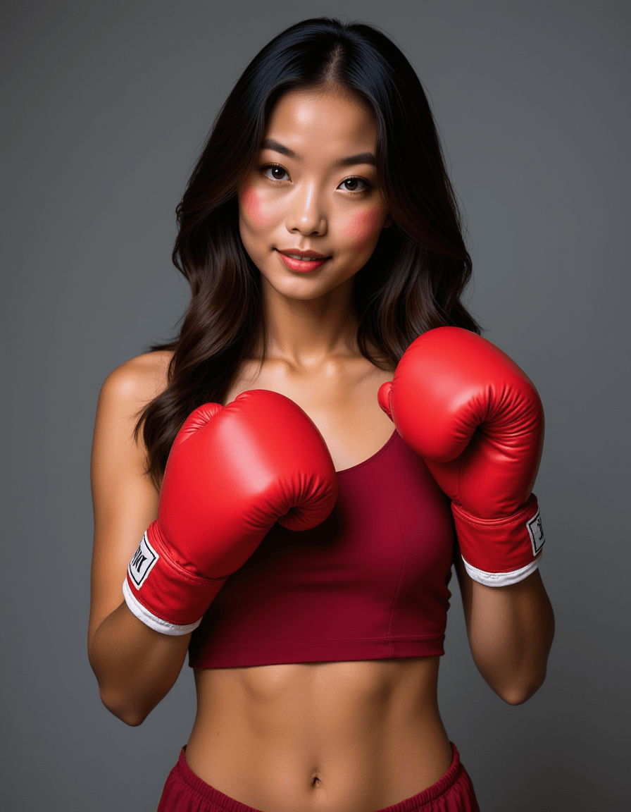 model as a Boxer wearing Boxing Gloves