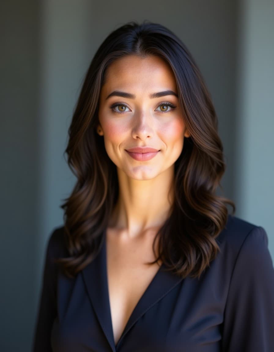 8k professional headshot of model, crisp details, studio backdrop, executive attire, confident posture, neutral expression, high-definition, corporate setting, sharp focus, ambient lighting, business professional