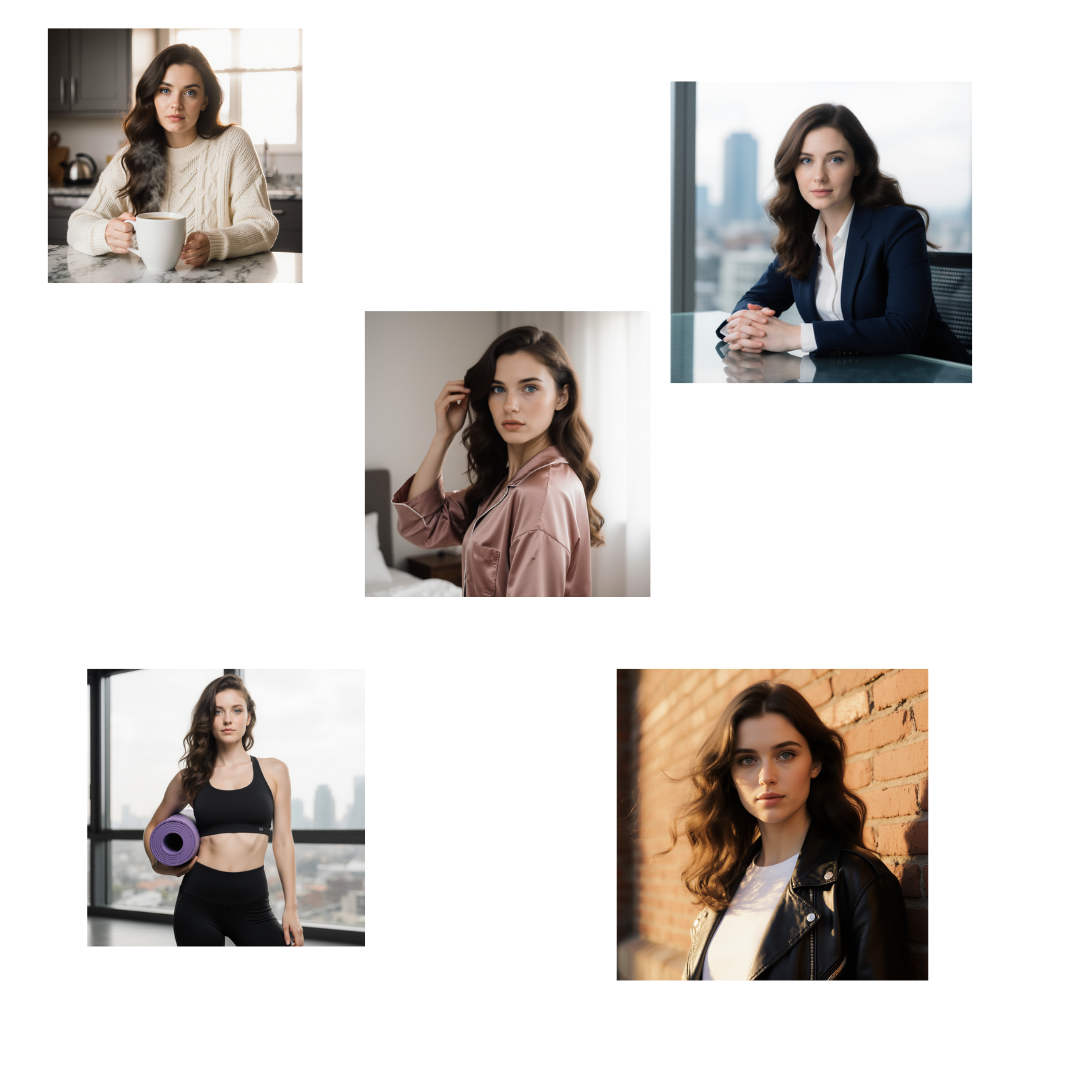 Photo collage of good selfie examples showing different angles, expressions, and lighting conditions