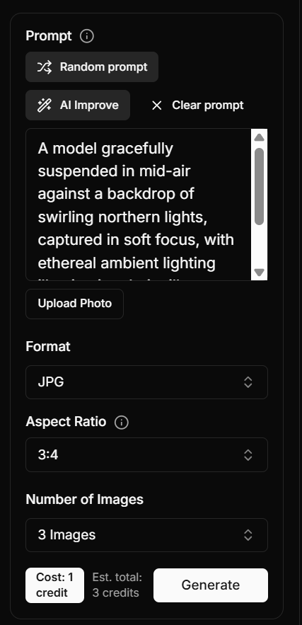 Screenshot of prompt area