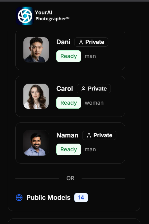Screenshot of sidebar showing model selection